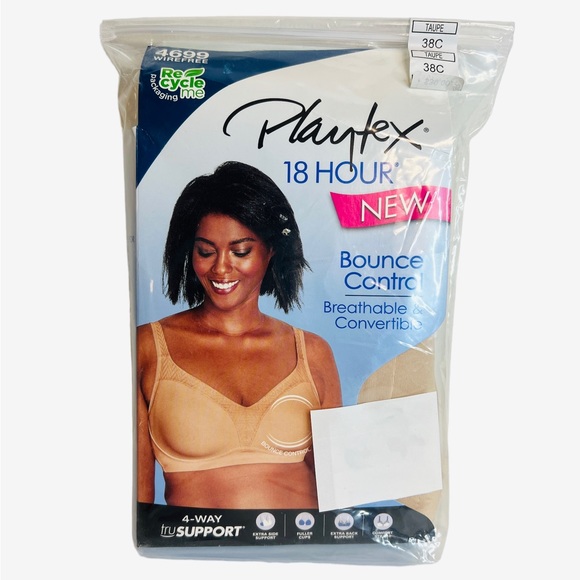 Playtex Women's Bounce Control, Coverage Convertible Wireless Bra Beige Size 38C - Picture 5 of 7